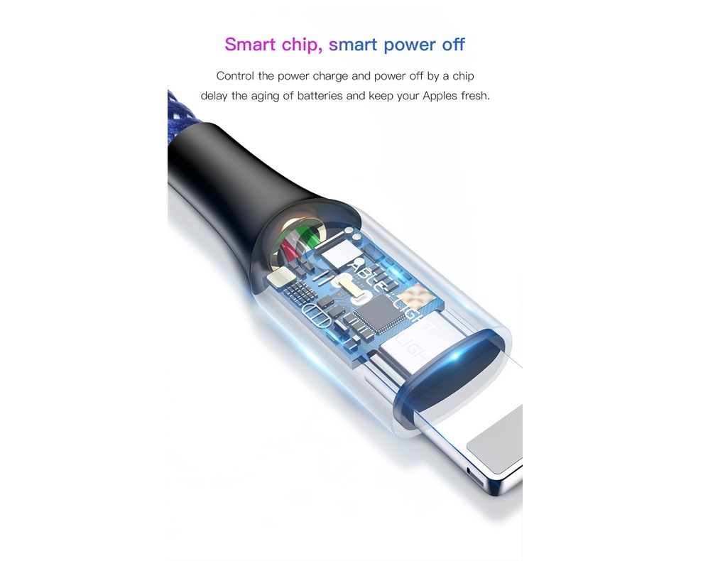 کابل لایتنینگ هوشمند قطع کن خودکار بیسوس Baseus C-Shaped Light Intelligent CALCD-01