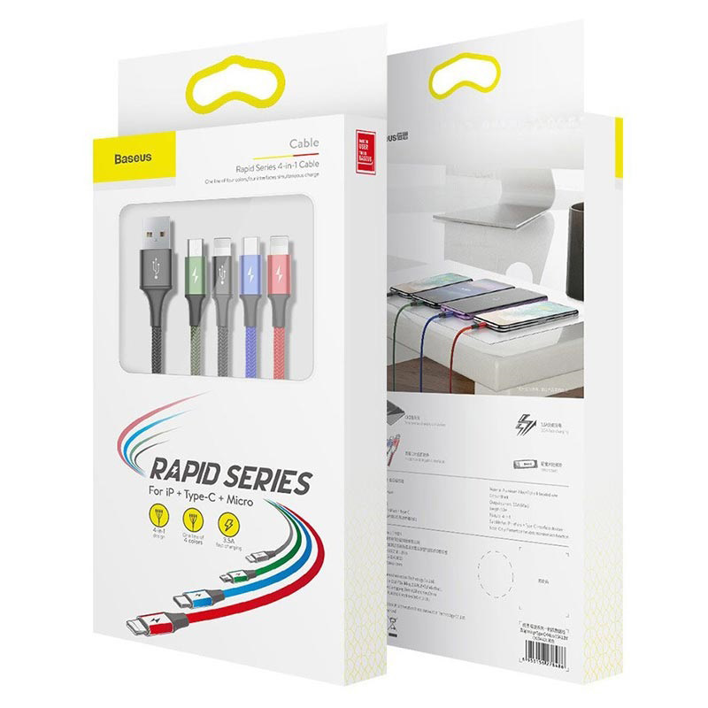 کابل شارژ چهار سر بیسوس Baseus Rapid 4 in 1 CA1T4-A01 با توان 3.5 آمپر
