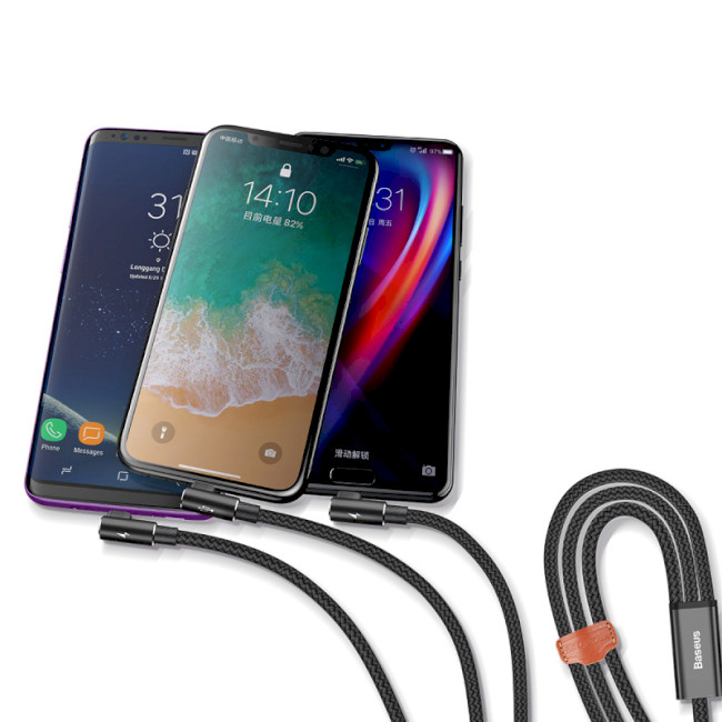 کابل سه سر بیسوس Baseus MVP 3-in-1 Cable CAMLT-WZ01 طراحی کنفی با توان 3.5 آمپر