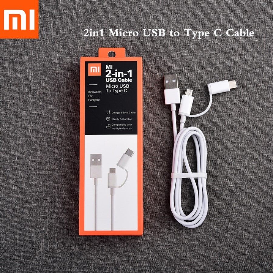 کابل شارژ شیائومی مدل Mi 2-in-1 USB Cable Micro USB to Type-C 30cm
