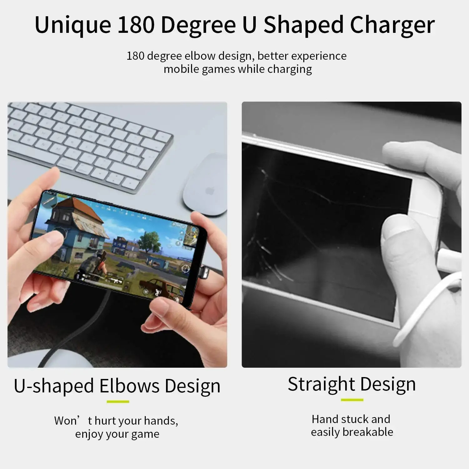 WSKEN U شکل کابل الماس USB نوع C شارژ USB C شارژر کابل داده ها برای سیم کشی تلفن همراه