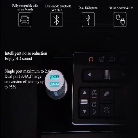 شارژر فندکی و پخش کننده بلوتوث شیائومی مدل Xiaomi RoidMi 3s Smart Car Charger & FM Transmitter