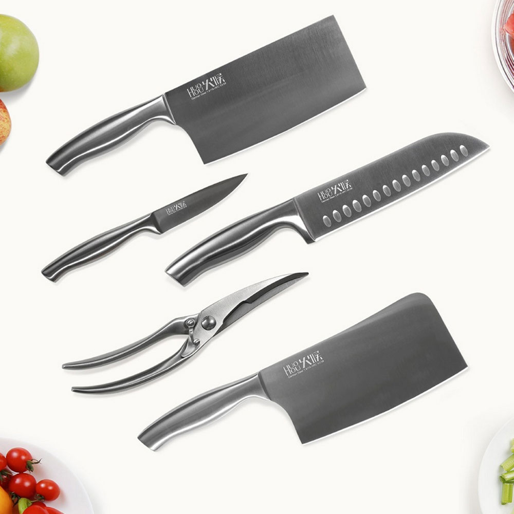 ست 5 تایی چاقو و قیچی آشپزخانه شیائومی مدل HuoHou HU0014 Kitchen Knife