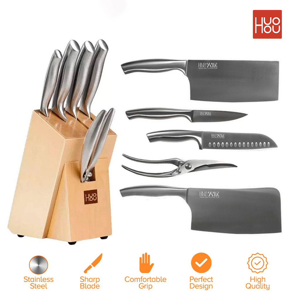 ست 5 تایی چاقو و قیچی آشپزخانه شیائومی مدل HuoHou HU0014 Kitchen Knife